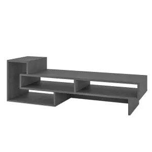 Decortie Tetra Modern TV Stand Open Shelves Retro Grey Multimedia Centre 43" TVs 136.5 cm Wide