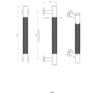 Knurled Bar Door Pull Handle 158 x 13mm 128mm Fixing Centres Satin Nickel