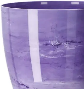 Flower Pots 6 Colours 4 sizes Marble Plastic Plant Pots Planter Deco Round Deco  Purple 18cm