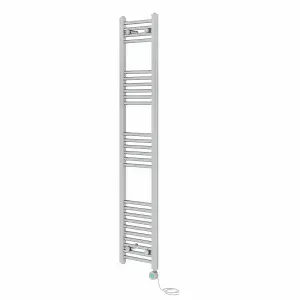 Rinse Bathrooms Prefilled Electric Thermostatic Heated Towel Rail Bathroom Radiator Straight with 800W Timer Chrome 1600x300mm