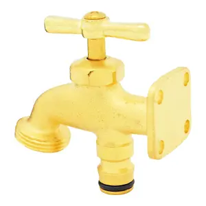 Solid Brass Hose End Tap - Fix to vertical surface - Can Be Used As Any Normal Tap Having a 3 4" Threaded Outlet - Wall Mountable