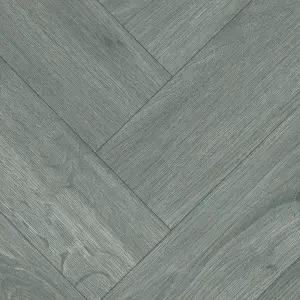 Dark Grey Modern Wood Effect Anti-Slip Vinyl Flooring For Kitchen, Bathroom, 4.0mm Thick Vinyl Sheet-3m(9'9") X 2m(6'6")-6m²