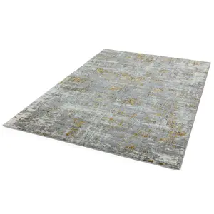 Abstract Yellow Easy to Clean Modern Jute Backing Rug for Living Room Bedroom and Dining Room-240cm X 340cm