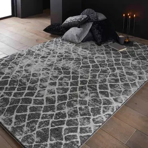 Melrose Sanford Geometric Style Grey Medium Area Rug 080/150cm