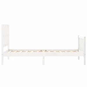 Berkfield Bed Frame with Headboard White 90x200 cm Solid Wood