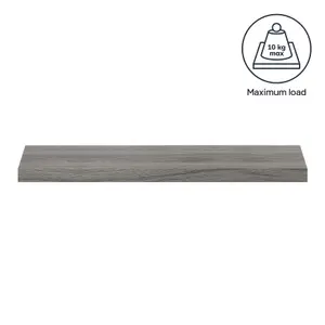 GoodHome Cusko Grey oak effect Rectangular Floating shelf (L)80cm x (D)23.5cm