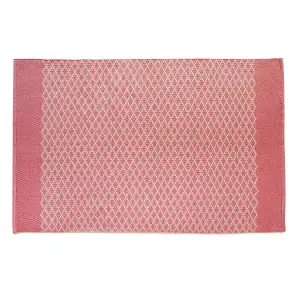 Woven Indoor Outdoor Washable Trellis Reversible Rug Coral Pink - 160cm x 230cm