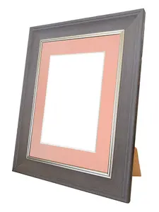 Scandi Slate Grey Frame with Pink Mount for Image Size 10 x 8 Inch