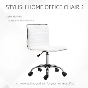 HOMCOM Armless Mid-Back Adjustable Office Chair with 360 Swivel White