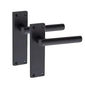 Golden Grace 4 Pair of Victorian Straight T-Bar Handle Latch Door Handles Matt Black with 120mm x 40mm Backplate