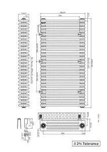 Right Radiators 600x1190 mm Horizontal Traditional 4 Column Cast Iron Style Radiator Anthracite