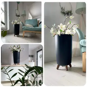 Round Gracia Style Planter With Legs Tall Plant Pot Indoor Outdoor Garden Decor Marengo