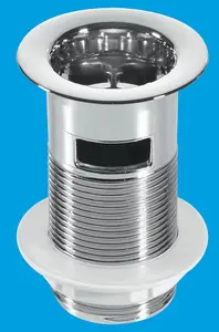 McAlpine BW1 1.25" Chrome Plated Plastic Basin Waste - Backnut Model 60mm Flange x 3.5" Tail with Plug