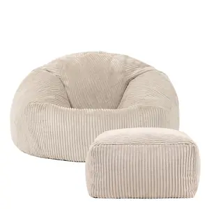 icon Kingston Classic Corduroy Bean Bag & Pouffe Natural Bean Bag Chair