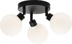 Luminosa G9 Triple Spotlight with Round Frosted Glass - Matt Black 230V IP44 25W