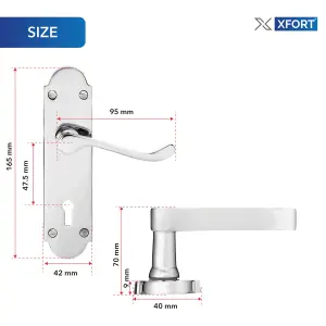 XFORT Richmond Lever Lock Scroll Chrome Door Handles 1 Pair