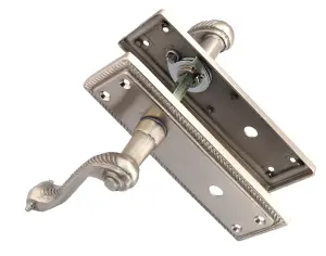 Stylish Georgian SATIN Door Handles Lever Latch Lock Roped Edge Door