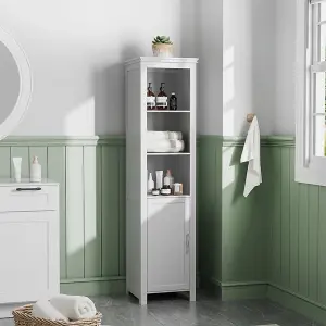 Freestanding Bathroom Tall Cabinet with Magnetic Door 161.5cm H x 40cm W x 30cm D