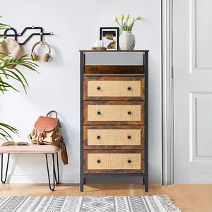 Rattan Storage Cabinet with 4 Drawers and Shelf