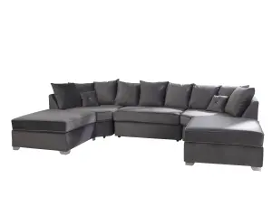 Belling Plush Velvet Steel Sofa Scatterback U Shape