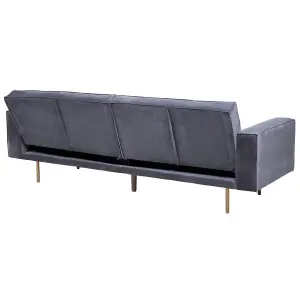 Beliani Retro Sofa Bed VISNES Grey Velvet