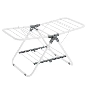 SONGMICS Small Laundry Airer, Foldable 2-Level Clothes Drying Rack, Space-Saving, Metal Structure, For Small Clothes, Bathroom,