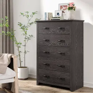 Costway 5 Drawer Dresser Vertical Chest of Drawers Wooden Storage Dresser Organizer