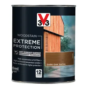 V33 Extreme protection Dark Oak Satin Wood stain, 750ml