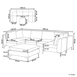 6 Seater U-Shaped Modular Velvet Sofa with Ottoman Blue EVJA