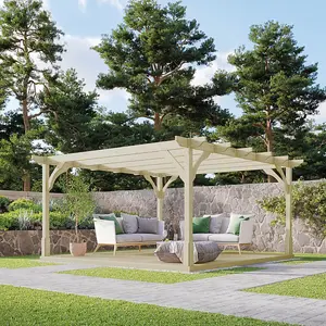 Premium Pergola and Decking Kit - Wood - L240 x W240 cm - Light Green