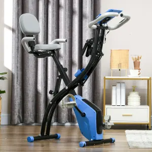 HOMCOM 2-In-1 Folding Exercise Bike with 8-Level Magnetic Resistance Blue