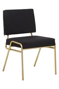 Interiors By Premier Comfortable Black Linen Chair, Elegant Design Comfortable Chair For Bedroom, Gold Finish Accent Chair