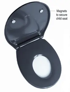 RTS Anthracite Family Toilet Seat Top Fix Slow Close Quick Release