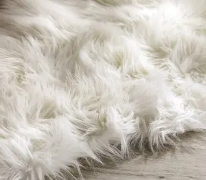 White Faux Sheepskin Rug - Deep Pile Fluffy Shaggy Area Rugs or Sofa Chair Bench Cover Throw - Measures 90 x 60cm