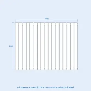 Nes Home 1020 x 600 mm Side Connection Horizontal Designer Radiator Side Connection Black Double Oval Tube