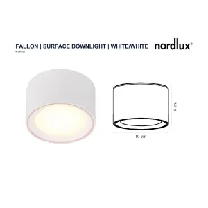 Nordlux Fallon Surface Indoor Kitchen Dining Hallway Downlight In White/White (Height) 6cm