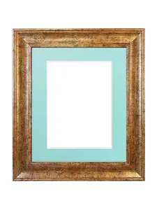 Scandi Gold Frame with Blue Mount for Image Size 12 x 8 Inch