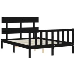 Berkfield Bed Frame with Headboard Black 120x200 cm Solid Wood