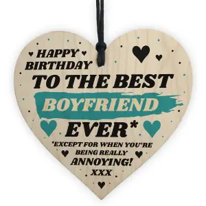 Funny Joke Gift For Boyfriend Birthday Wooden Heart Best Boyfriend Gift For Him