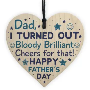 Red Ocean Fathers Day Funny Gifts Novelty Wooden Heart Sign Present Dad Gift From Daughter Son