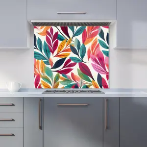 Bright Leaves Pattern Premium Glass Kitchen Splashback W600mm x H650mm