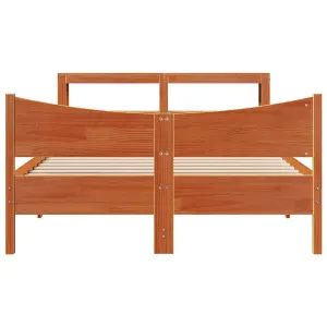 Berkfield Bed Frame with Headboard Wax Brown 140x200 cm Solid Wood Pine