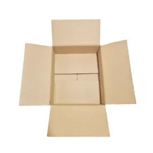 Strong Double Wall Cardboard Boxes 16.5" x 14" x 4" 19 Litres Storage Packing Moving House Sturdy Shipping Boxes (Pack of 20)