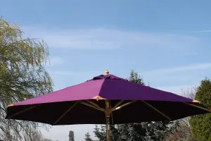 Large Hardwood Garden Parasol Umbrella-3.5M Wide-Purple