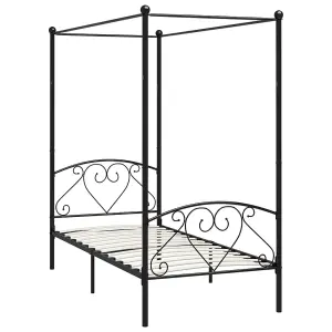 Berkfield Canopy Bed Frame Black Metal 100x200 cm