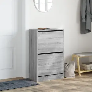 Berkfield Shoe Cabinet Grey Sonoma 60x34x96.5 cm Engineered Wood