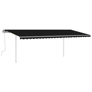 Berkfield Manual Retractable Awning with LED 6x3.5 m Anthracite