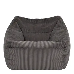 icon Morgan Corduroy Armchair Bean Bag and Pouffe Set Charcoal Grey Giant Bean Bag Chair