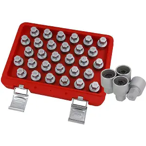 30pc Mercedes Locking Wheel Nut Socket Set Patterned Recessed (Neilsen CT4536)