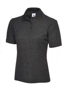 Uneek - Women's/Ladies Classic Poloshirt - 50% Polyester 50% Cotton - Charcoal - Size S